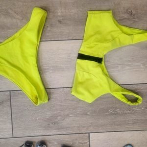 Zaful Neon Yellow Zipper Bikini